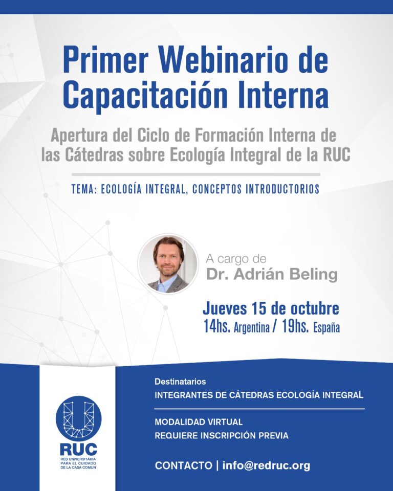 La RUC realizará el primer webinario de capacitación interna sobre Ecología Integral