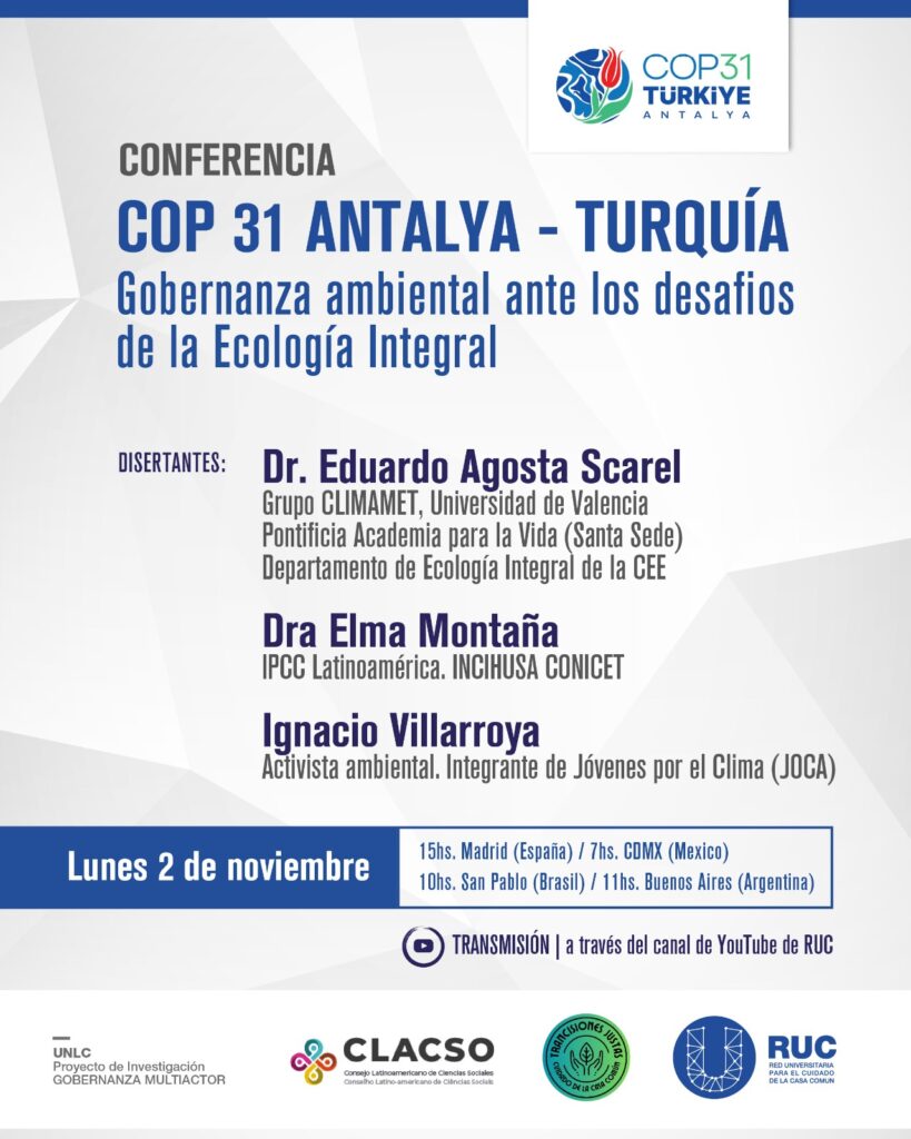 La RUC acompaña el diálogo sobre gobernanza ambiental y ecología integral rumbo a la COP 31 cop31